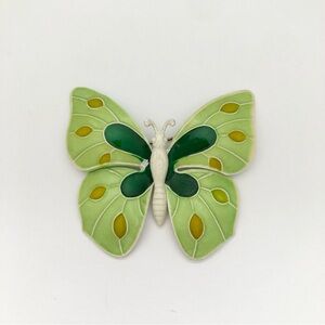Vintage Enamel Butterfly Green Brooch Pin West Germany 50's 60's